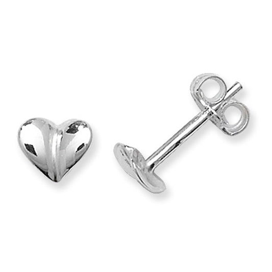 Sterling Silver Plain Folded Heart Earrings