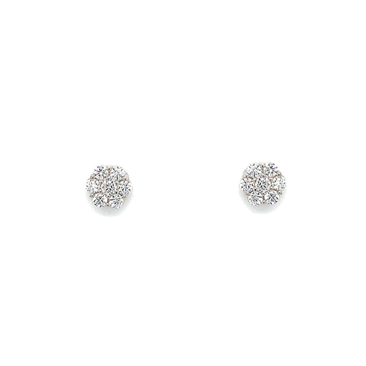 Sterling Silver Cubic Zirconia Flower Shape Earring