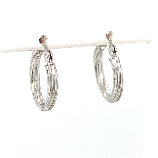 Sterling Silver 15mm Rope Hoop Earrings