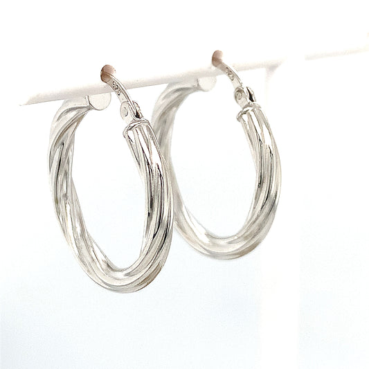 Sterling Silver Twist 25mm Hoop Earrings