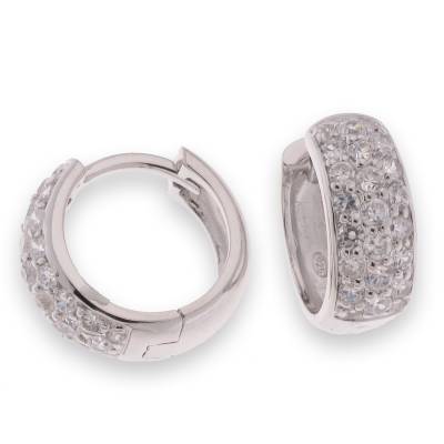 Sterling Silver Cubic Zirconia Hoop Earrings