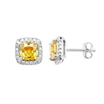 Sterling Silver Citrine And Cubic Zirconia Earring