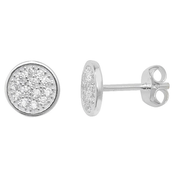 Sterling Silver Pavé Set Cubic Zirconia Stud Earrings