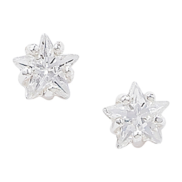 Sterling Silver Star Cubic Stud Earring