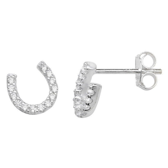 Sterling Silver Cubic Zirconia Horseshoe Earrings