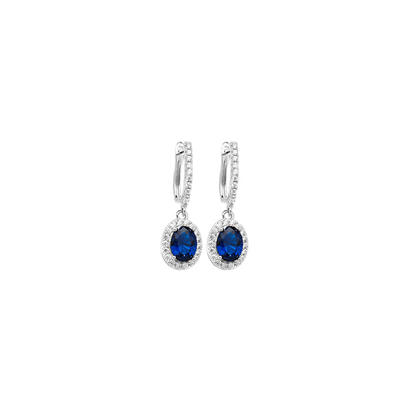 Sterling Silver Blue And Cubic Zirconia Drop Earrings