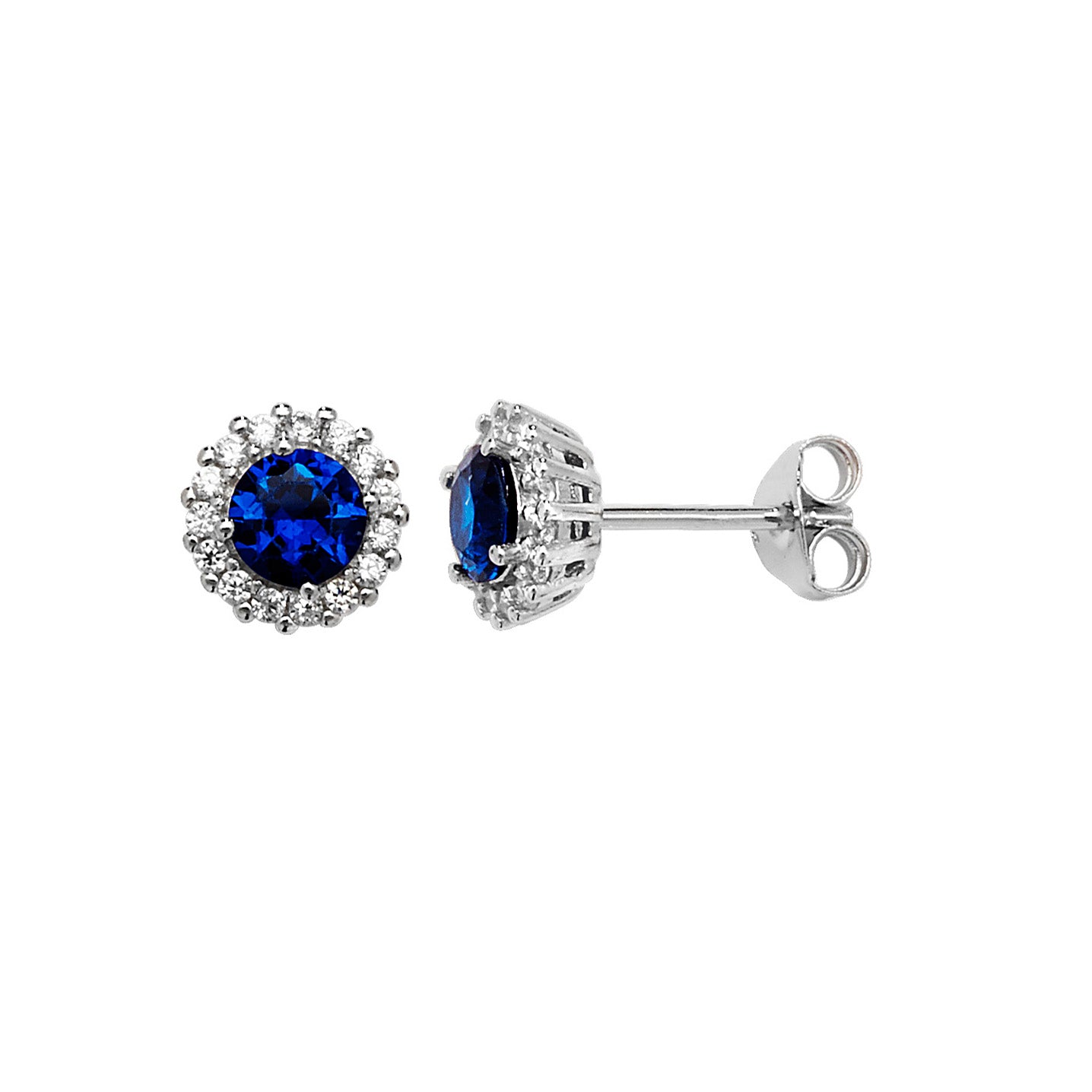 Sterling Silver Blue And Cubic Zirconia Earrings