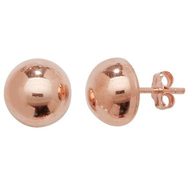 Stering Islver Rose Plated Ball Stud Earring