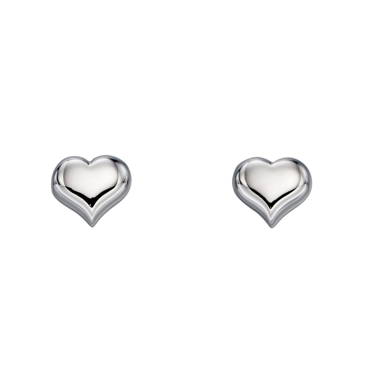 Sterling Silver Plain Heart Stud  'Freya' Earrings
