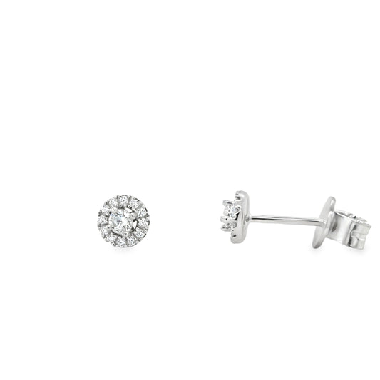 Sterling Silver Cubic Zirconia Halo Earrings