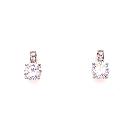 Sterling Silver Cubic Zirconia Solitaire Drop Earring