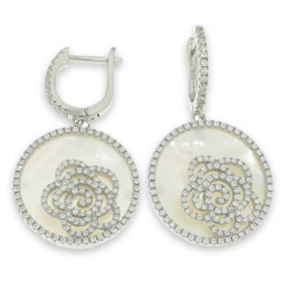 Sterling Silver Mother Of Pearl Cubic Zirconia Drop Earring