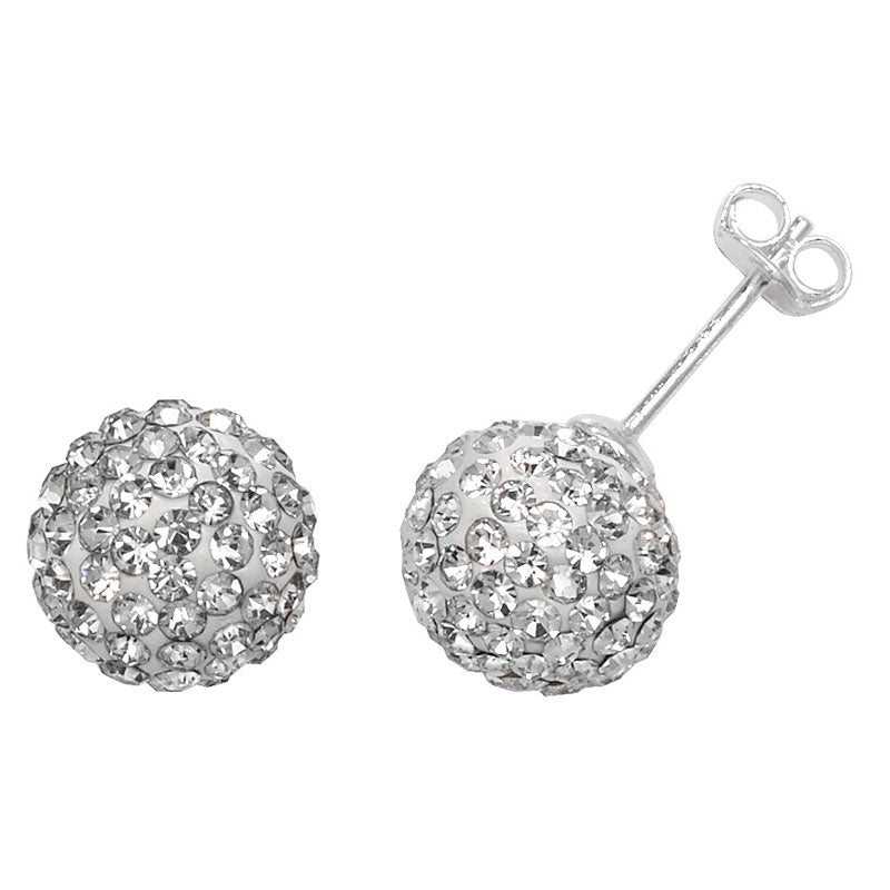 Sterling Silver Cubic Zirconia Disco Ball Earring