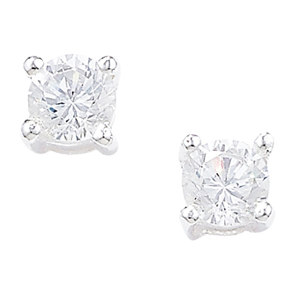 Sterling Silver Cubic Zirconia Solitaire 4 Claw Earrings