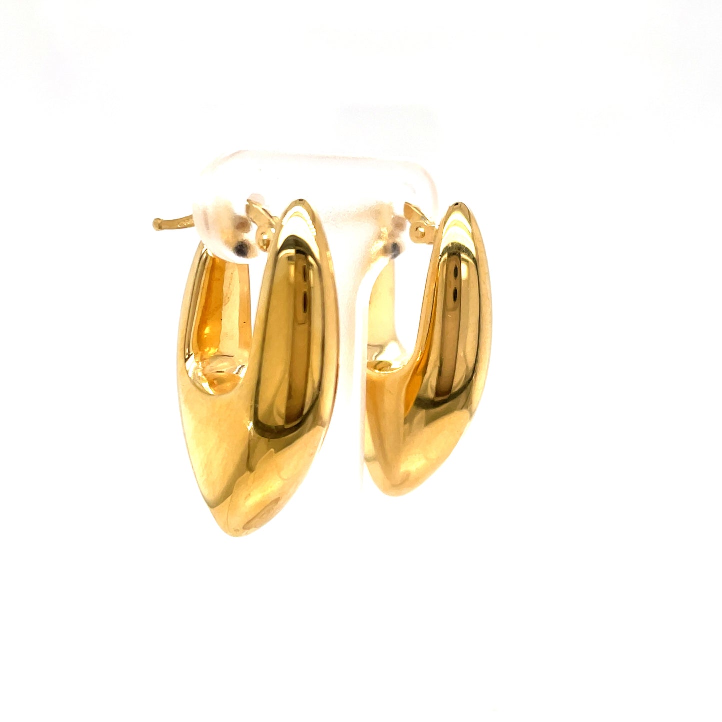 Sterling Silver Gold Plated Hoop Baulbous Bullet Shape Earring