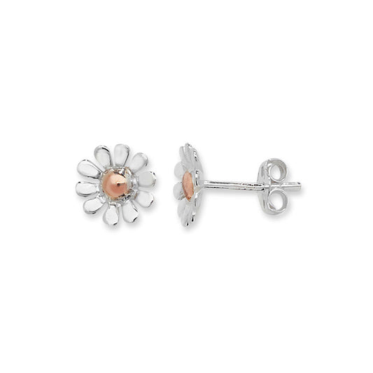 Sterling Silver Rose Plated Daisy Stud Earring