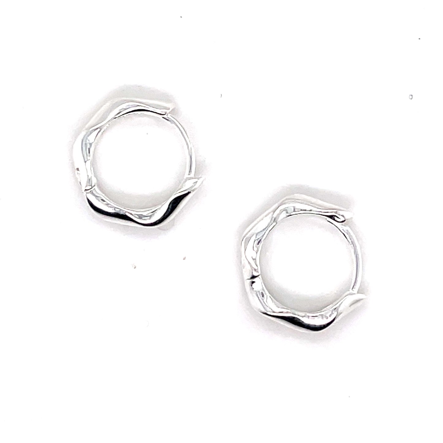 Sterling Silver Curved Hexagonal Hoop Earring