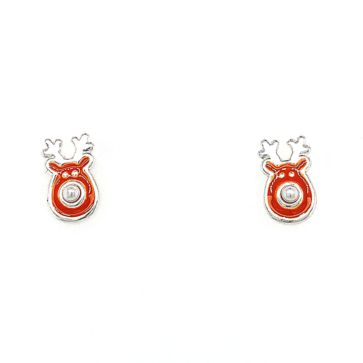 Stering Silver Enamel Reindeer Childs Earring