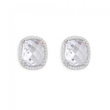 Sterling Silver Cubic Zirconia Cushion Earring