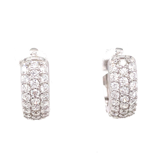 Sterling Silver Cubic Zirconia Huggie Earring