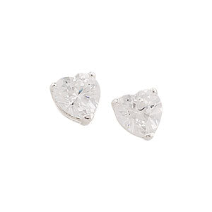 Sterling Silver Cubic Zirconia Heart Earrings