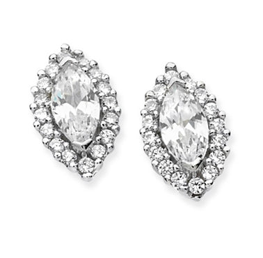 Sterling Silver Cubic Zirconia Marquise Earrings