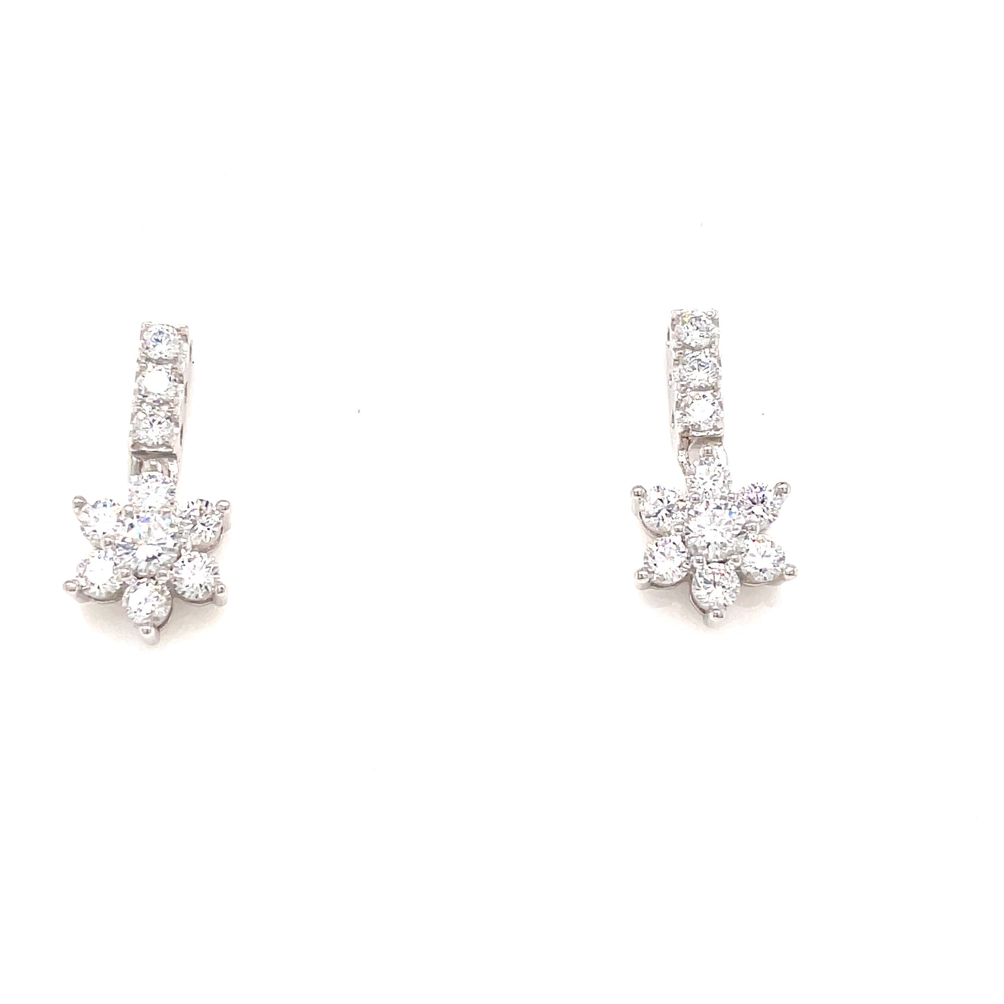 Sterling Silver Cubic Zirconia Flower Drop Earring