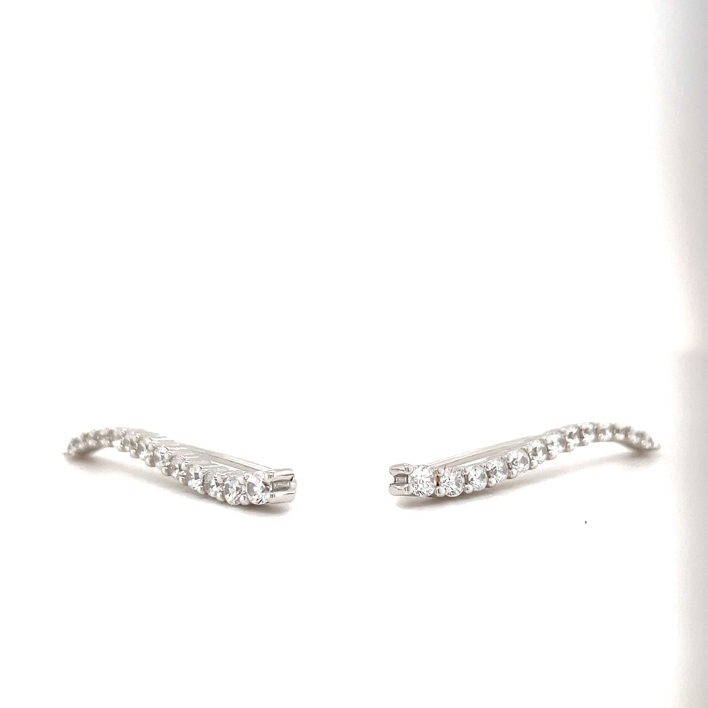 Sterling Silver Cubic Zirconia Curve Drop Earring