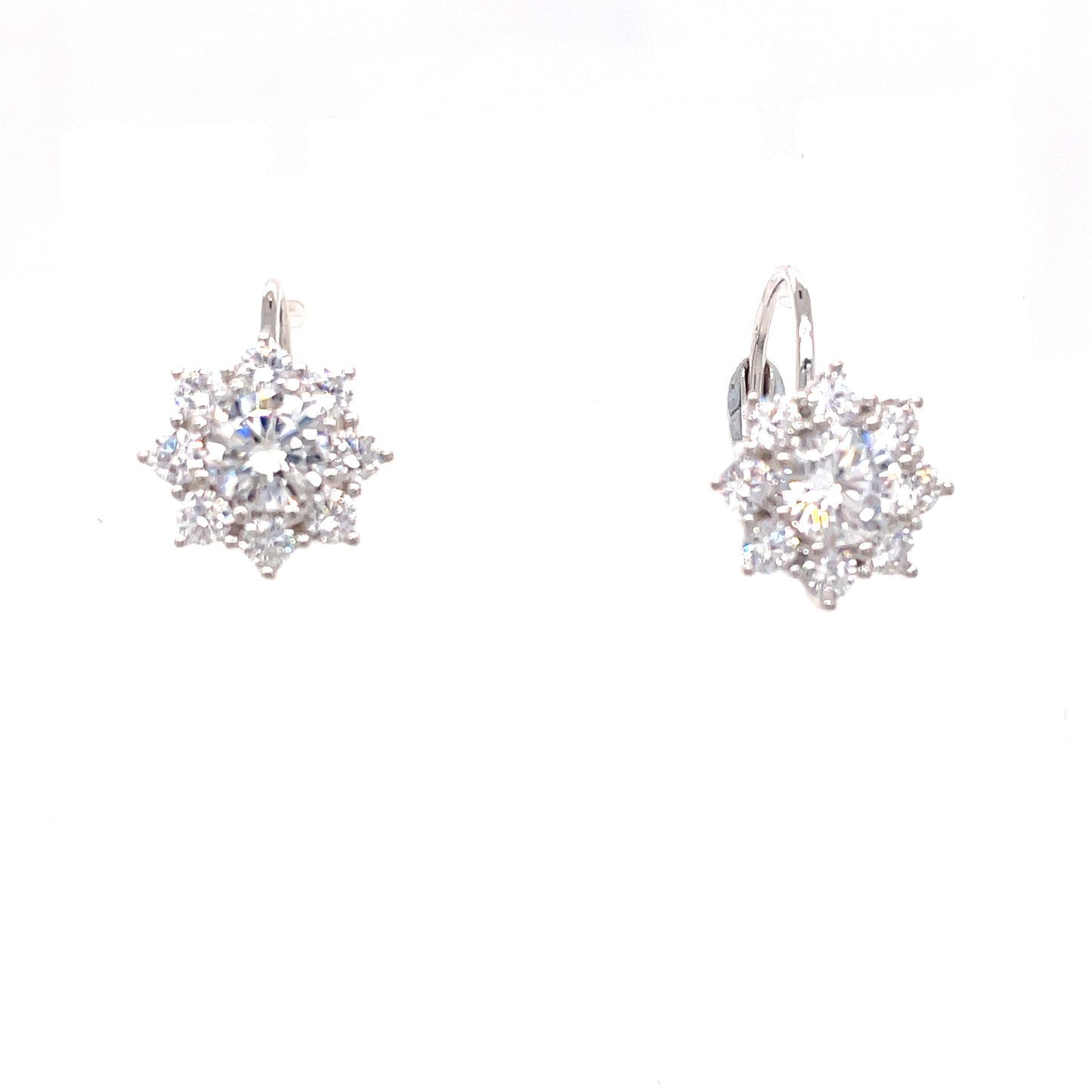 Sterling Silver Cubic Zirconia Flower Drop Earring