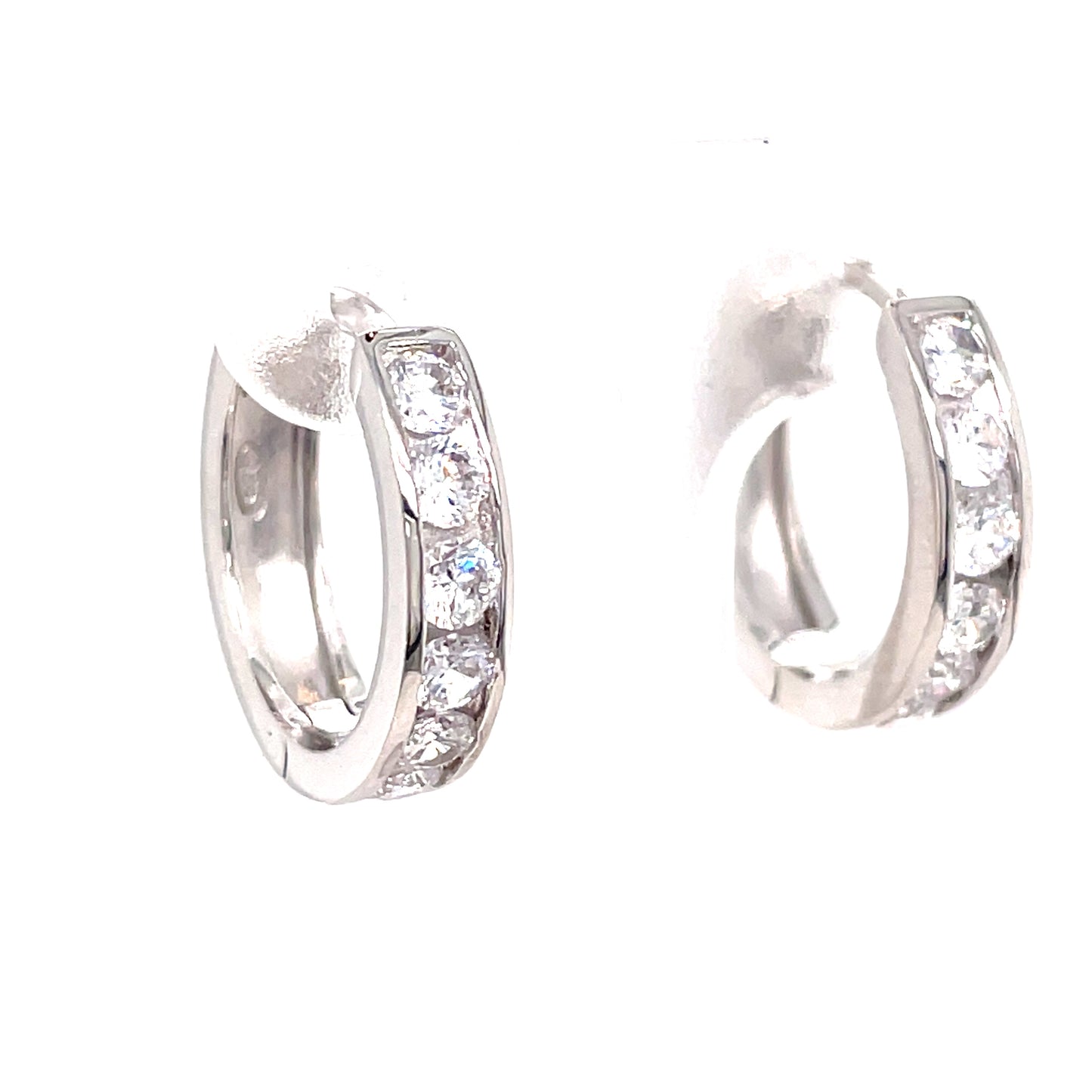 Sterling Silver Cubic Zirconia Channel Set Hoop Earring