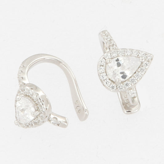 Sterling Silver Cubic Zirconia Single  Ear Cuff