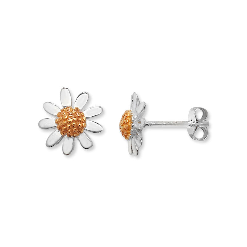 Terling Silver Gold Plated Centre Daisy Stud Earring