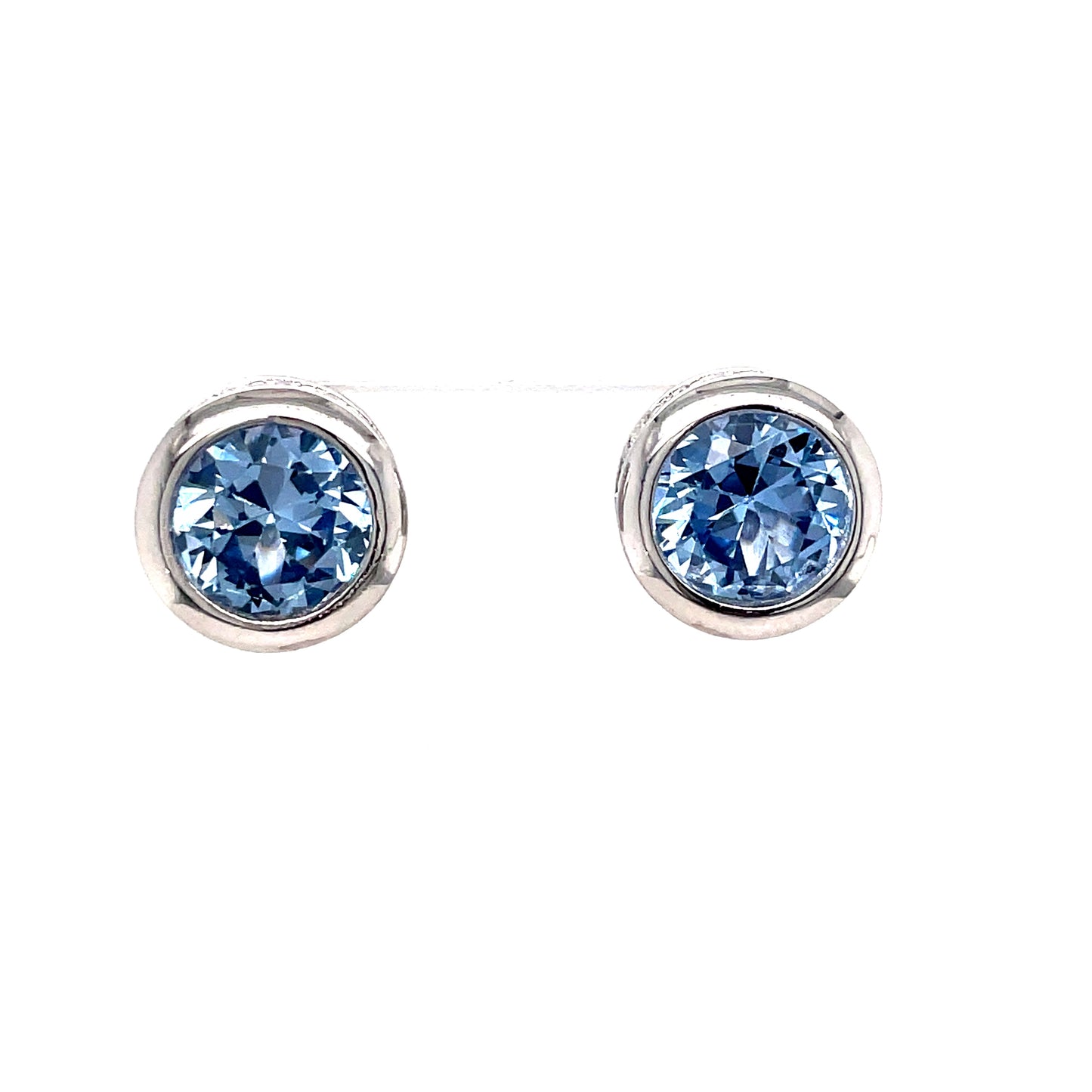 Sterling Silver Blue Stone Rubover Stud Earring