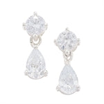 Sterling Silver Round And Oval Cubic Zirconia Drop Earring