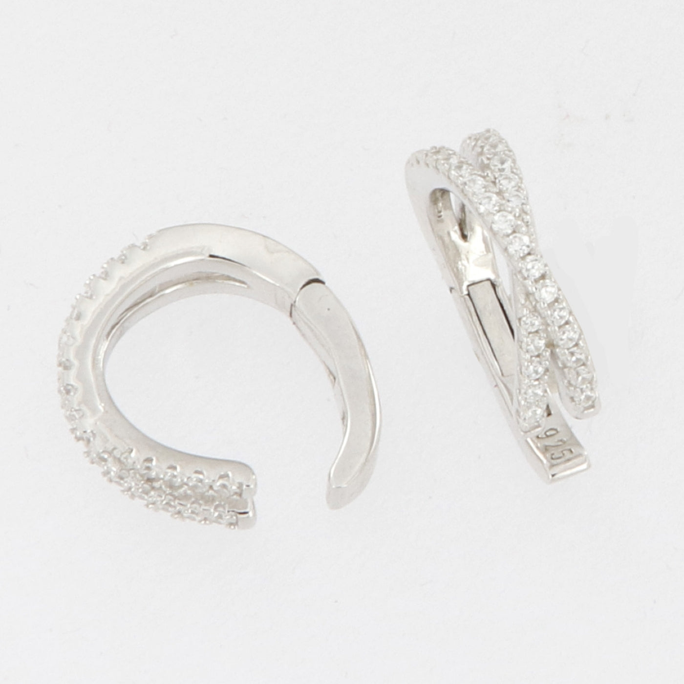 Sterling Silver Two Row Cubic Zirconia Ear Cuff