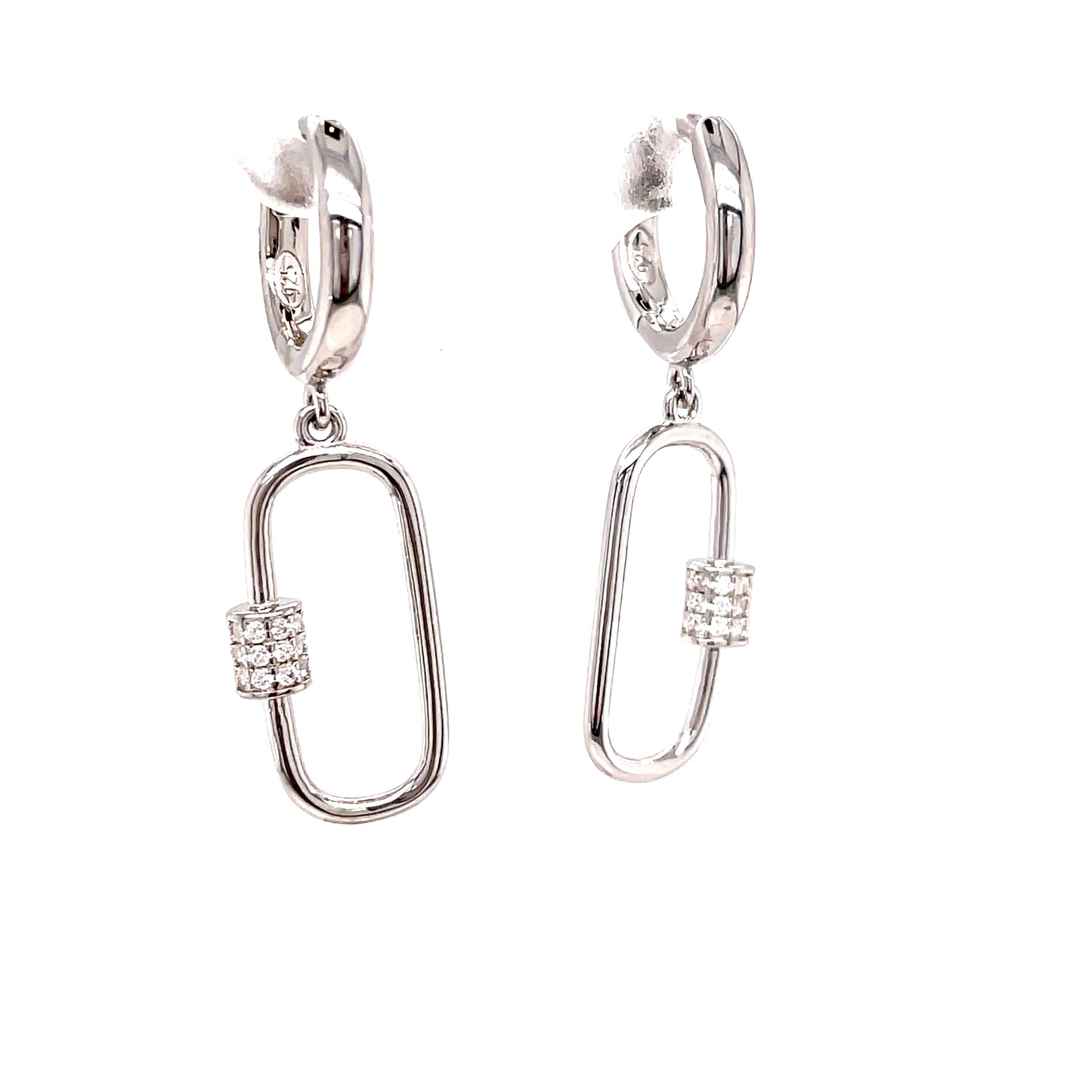 Sterling Silver Cubic Zirconia Paper Clip Drop Earring