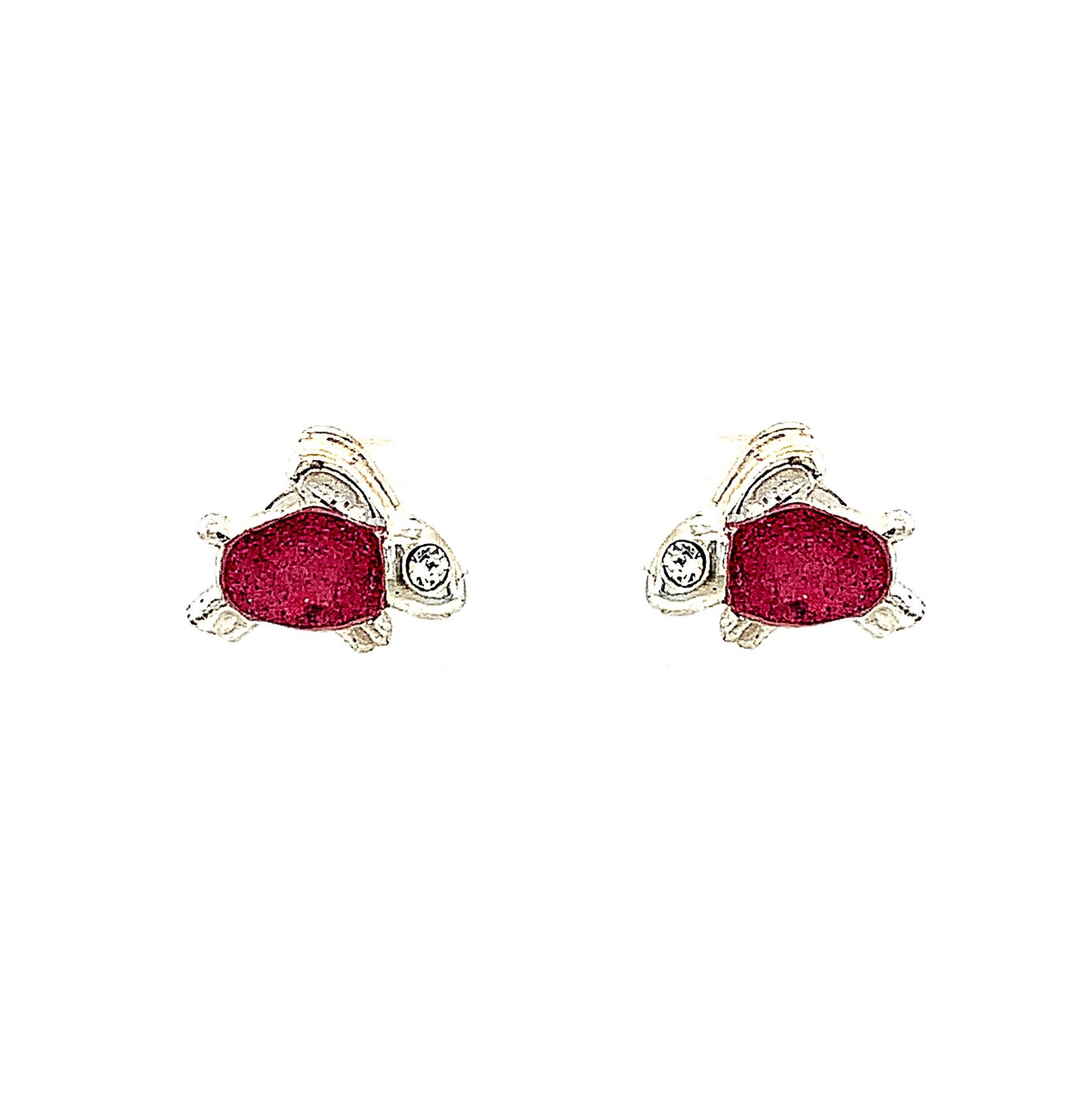 Sterling Silver Pink Bunny And Cubic Zirconia Kids Earring