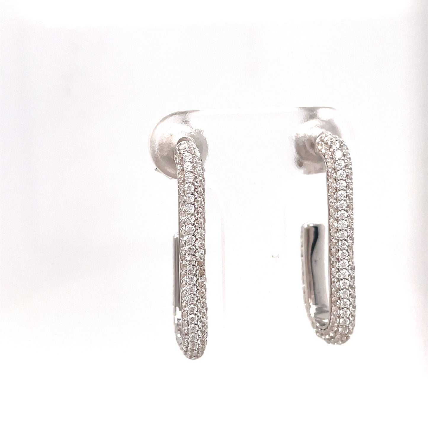 Sterling Silver Cubic Zirconia Pave Set Huggie Earring