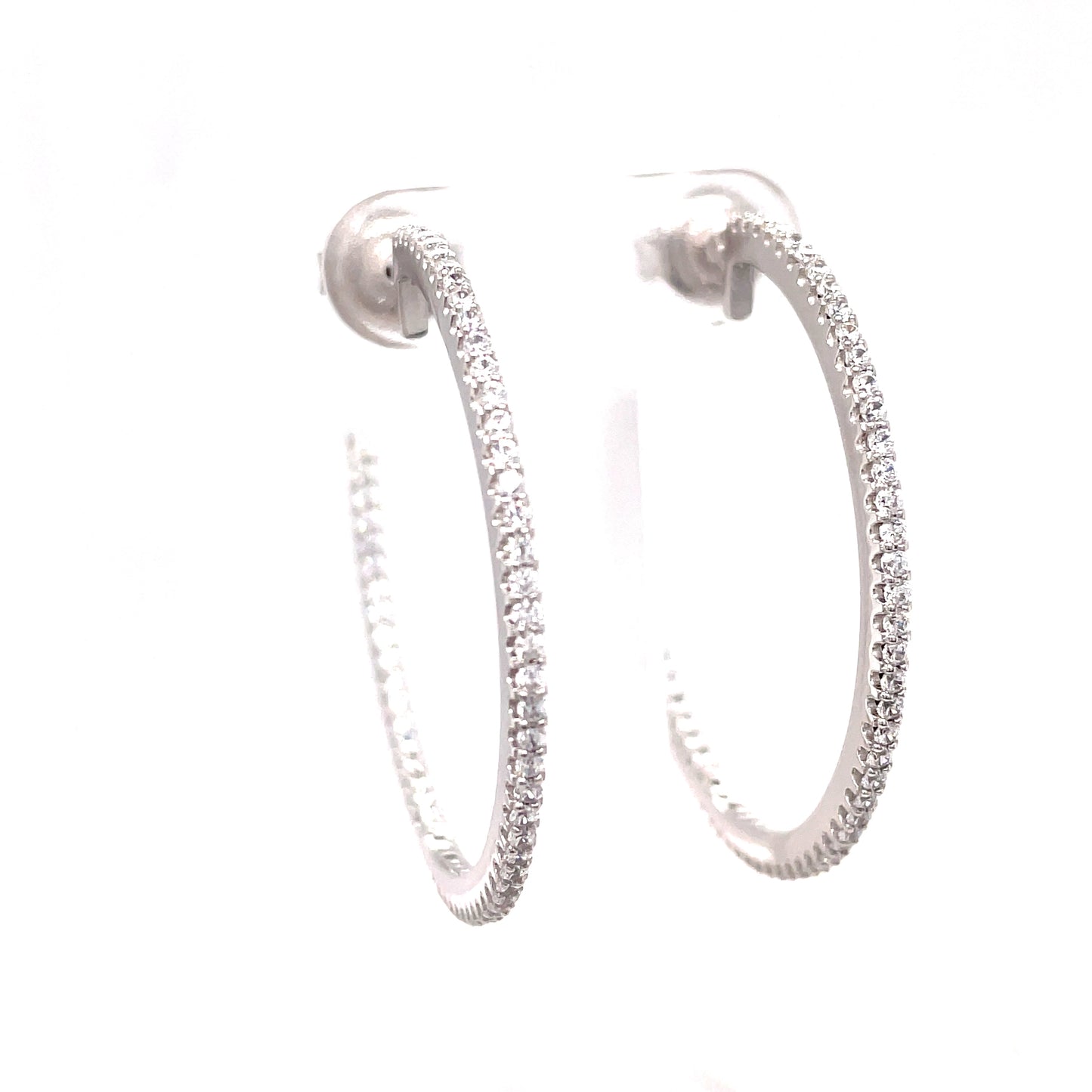 Sterling Silver Cubic Zirconia Hoop Earring