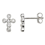 Sterling Silver Cubic Zirconia Cross Earrings