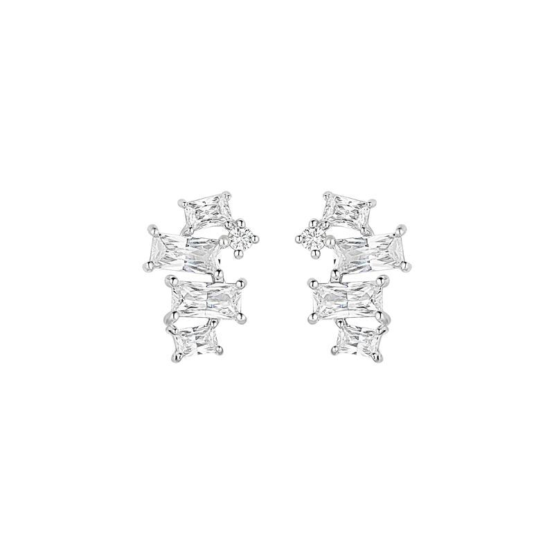 Sterling Silver Cubic Zirconia Multi Stone Long Earring