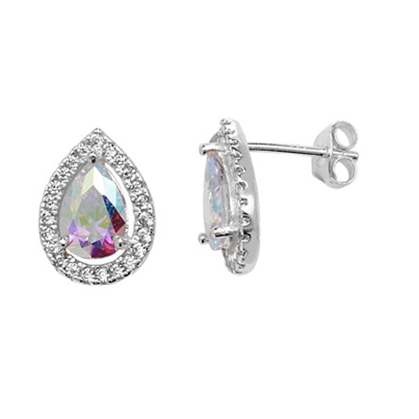 Sterling Silver Cubic Zirconia Pear Shape Earrings