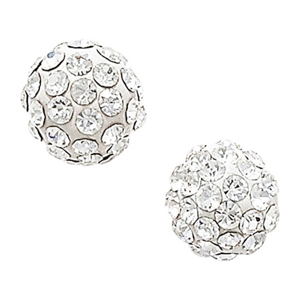 Sterling Silver 6mm Pave Set Cubic Zirconia Ball Earring