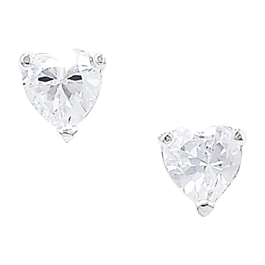 Sterling Silver Cubic Heart Stud Earrings