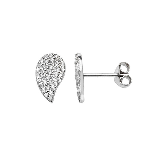 Sterling Silver Cubic Zirconia Pave Pear Shape Earring