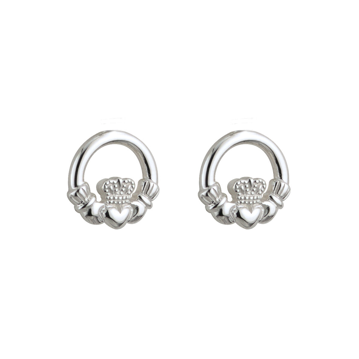 Sterling Silver Open Claddagh Stud Earring
