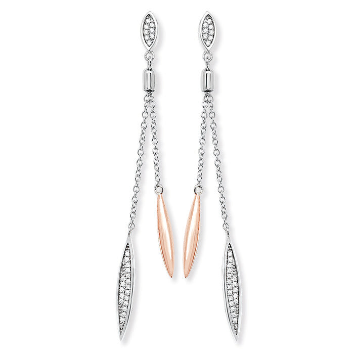 Sterling Silver Two Tone Drop Earrings