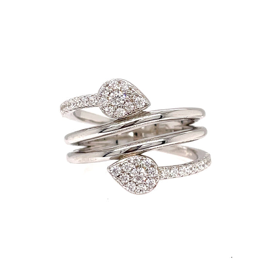 Sterling Silver Cubic Zirconia And Plain Wrap Ring
