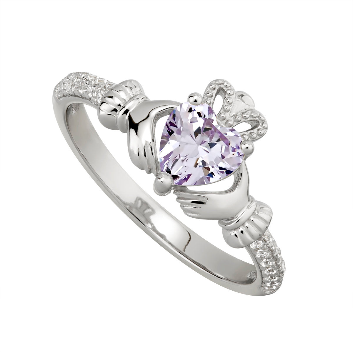 Sterling Silver Claddagh June Birthstone Ring