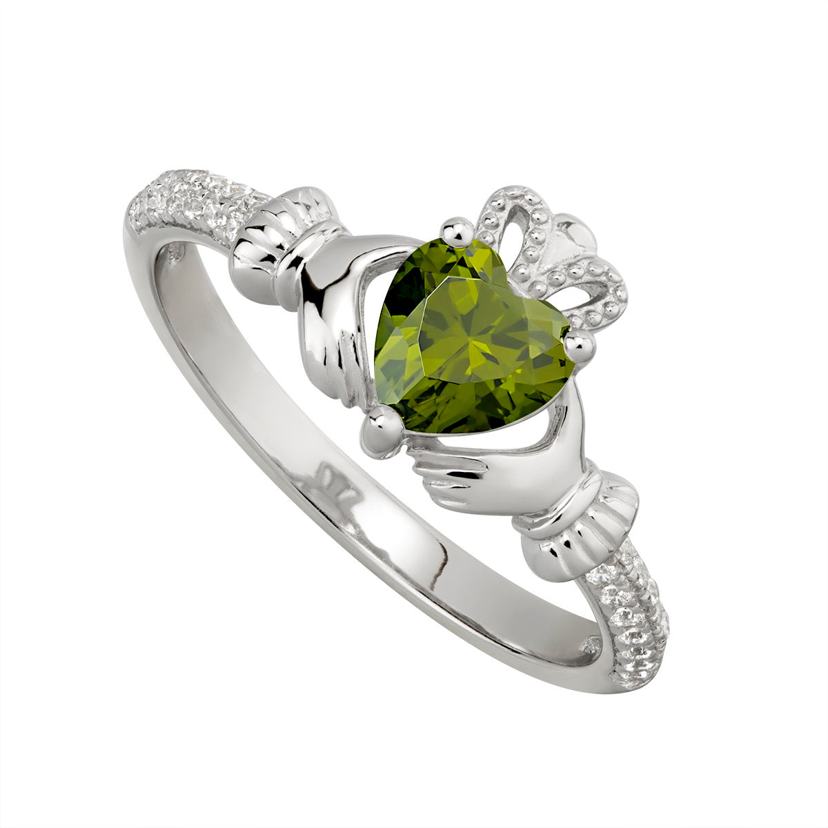 Sterling Silver Claddagh August Birthstone Ring